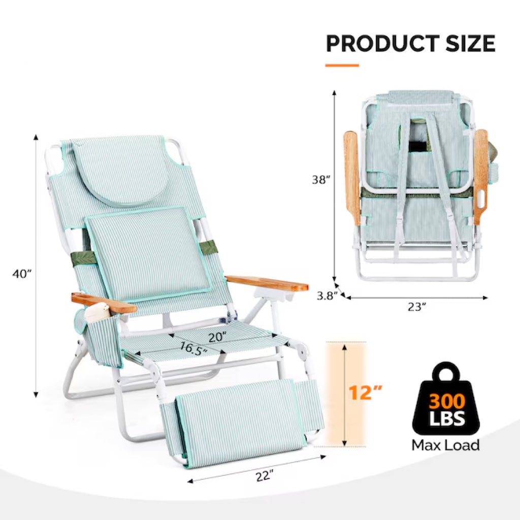 ☀️ 3-in-1 Patio Recliner | Face Cutout | Extendable Leg Rest | Cup Holder & Storage