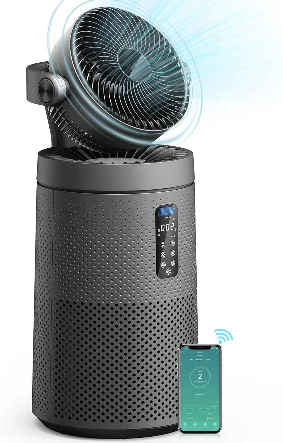 🌀 2-in-1 Air Purifier & Circulator Fan | Covers 1980 sq.ft | Washable Filter | Smart WiFi