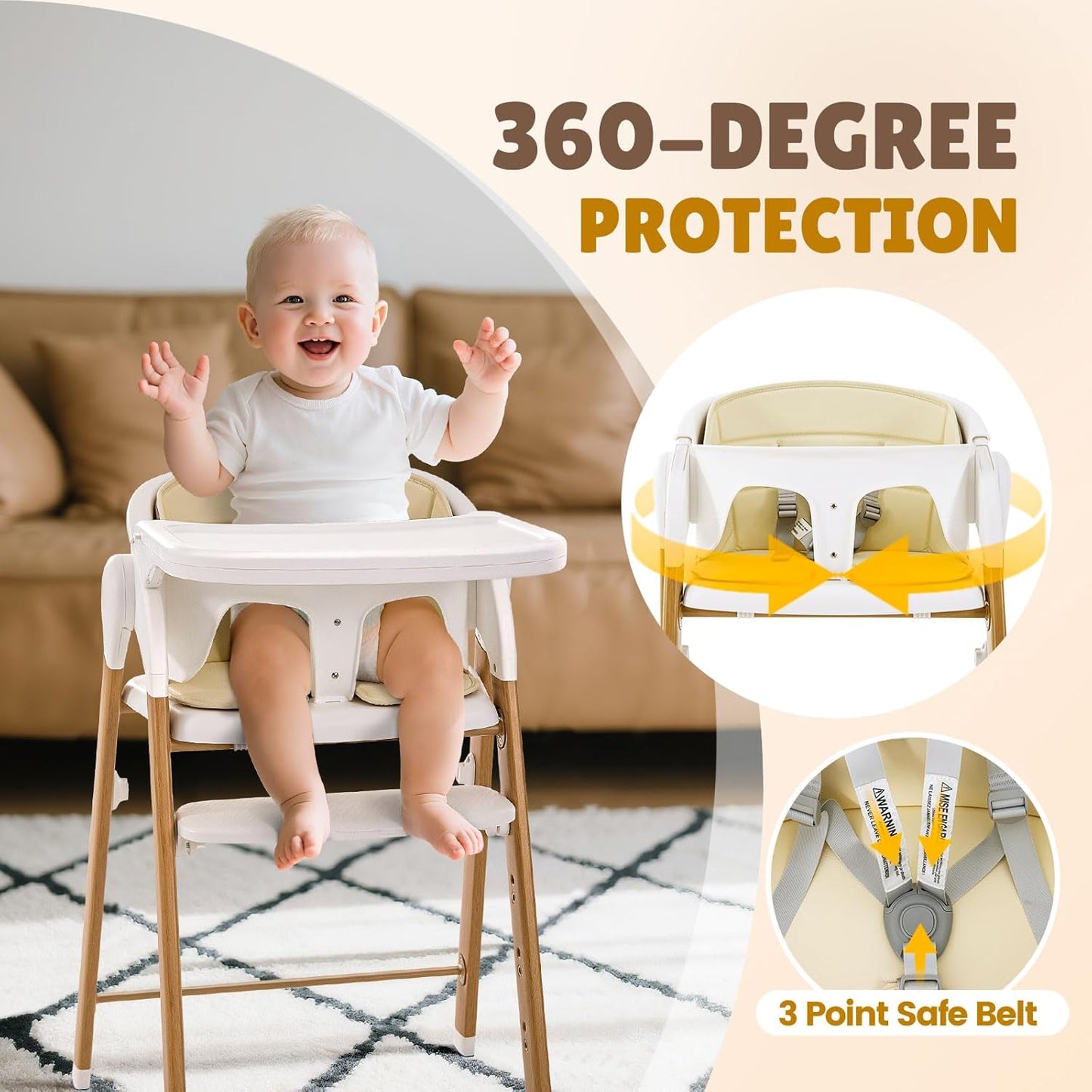 πͺ 5-in-1 Convertible High Chair | Grows to Adult Chair | 210 lbs Cap.