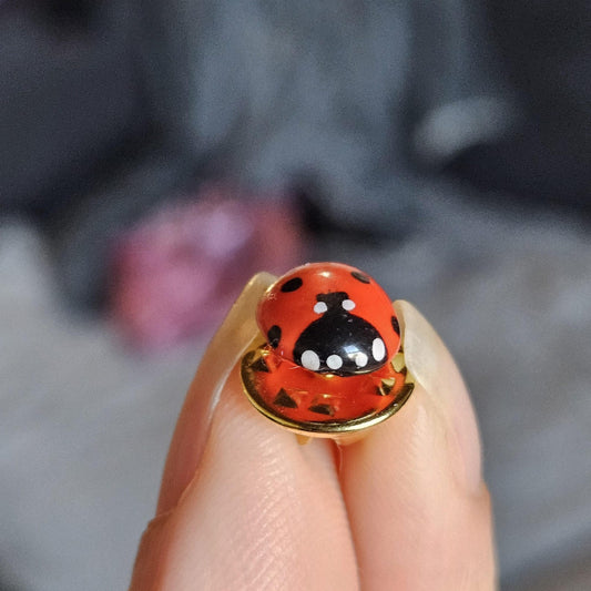 Handmade Lucky Ladybug Pin – Polymer Clay Ladybug Jewelry