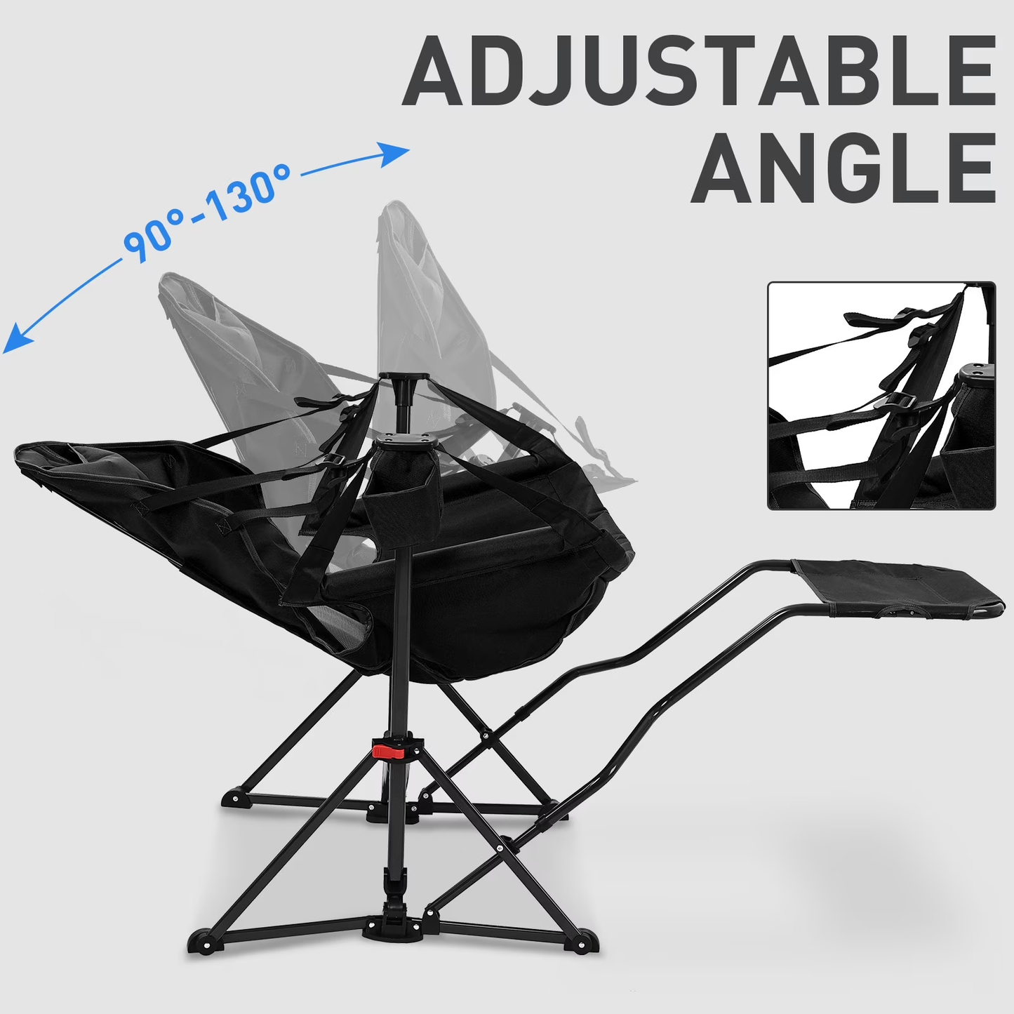 🪑 Foldable Rocking Camping Chair | Footrest + Cup Holder + Pillow | 500 lbs Capacity
