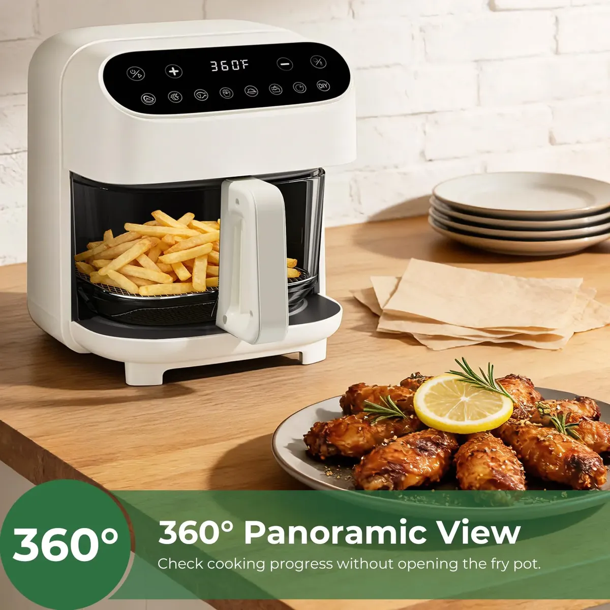 🍟 5Qt Glass Air Fryer | Pure Borosilicate Basket | 8 Smart Presets | Dishwasher Safe
