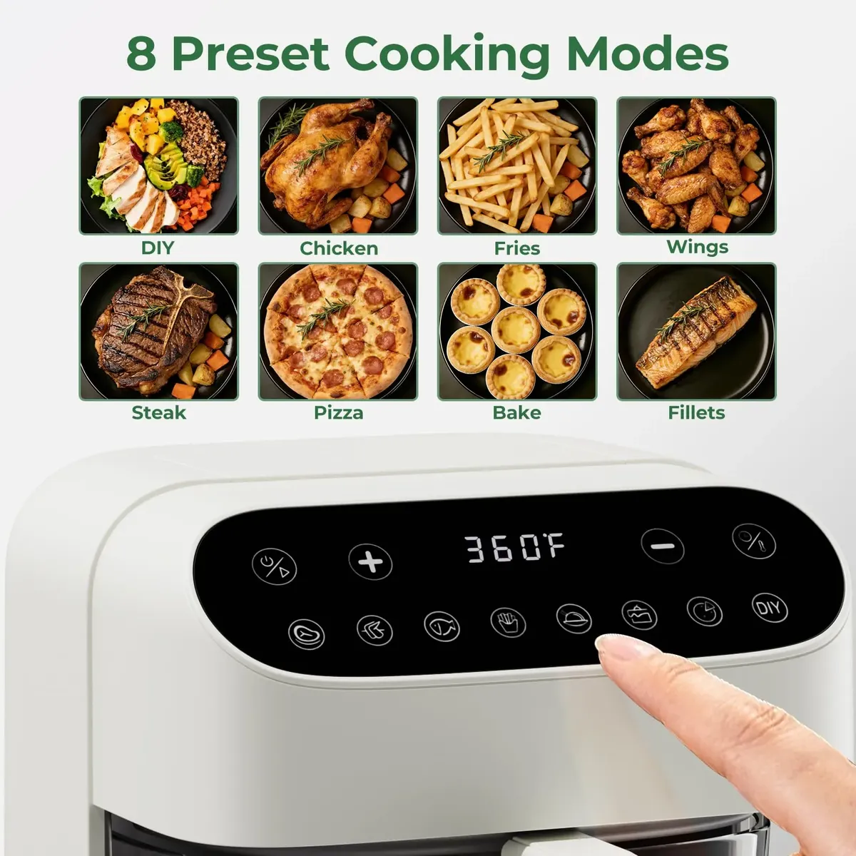 🍟 5Qt Glass Air Fryer | Pure Borosilicate Basket | 8 Smart Presets | Dishwasher Safe
