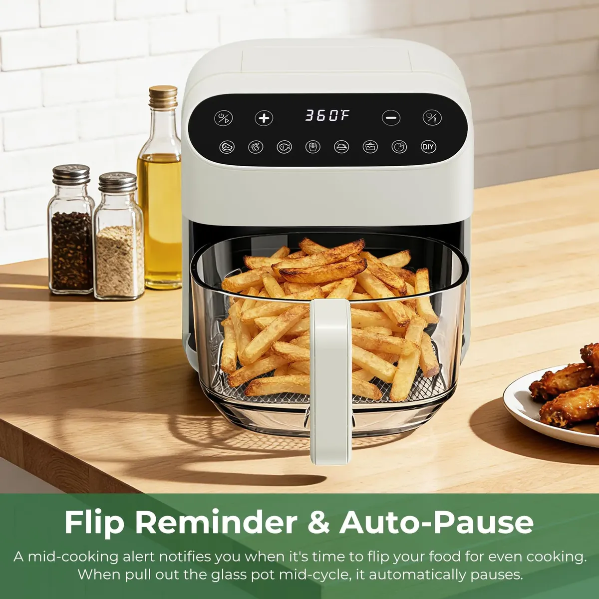 🍟 5Qt Glass Air Fryer | Pure Borosilicate Basket | 8 Smart Presets | Dishwasher Safe