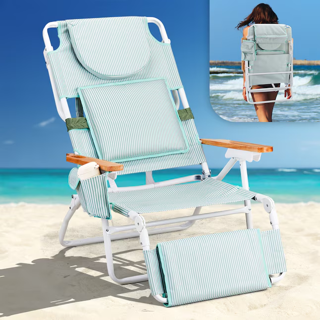 ☀️ 3-in-1 Patio Recliner | Face Cutout | Extendable Leg Rest | Cup Holder & Storage