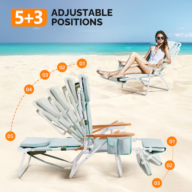 ☀️ 3-in-1 Patio Recliner | Face Cutout | Extendable Leg Rest | Cup Holder & Storage