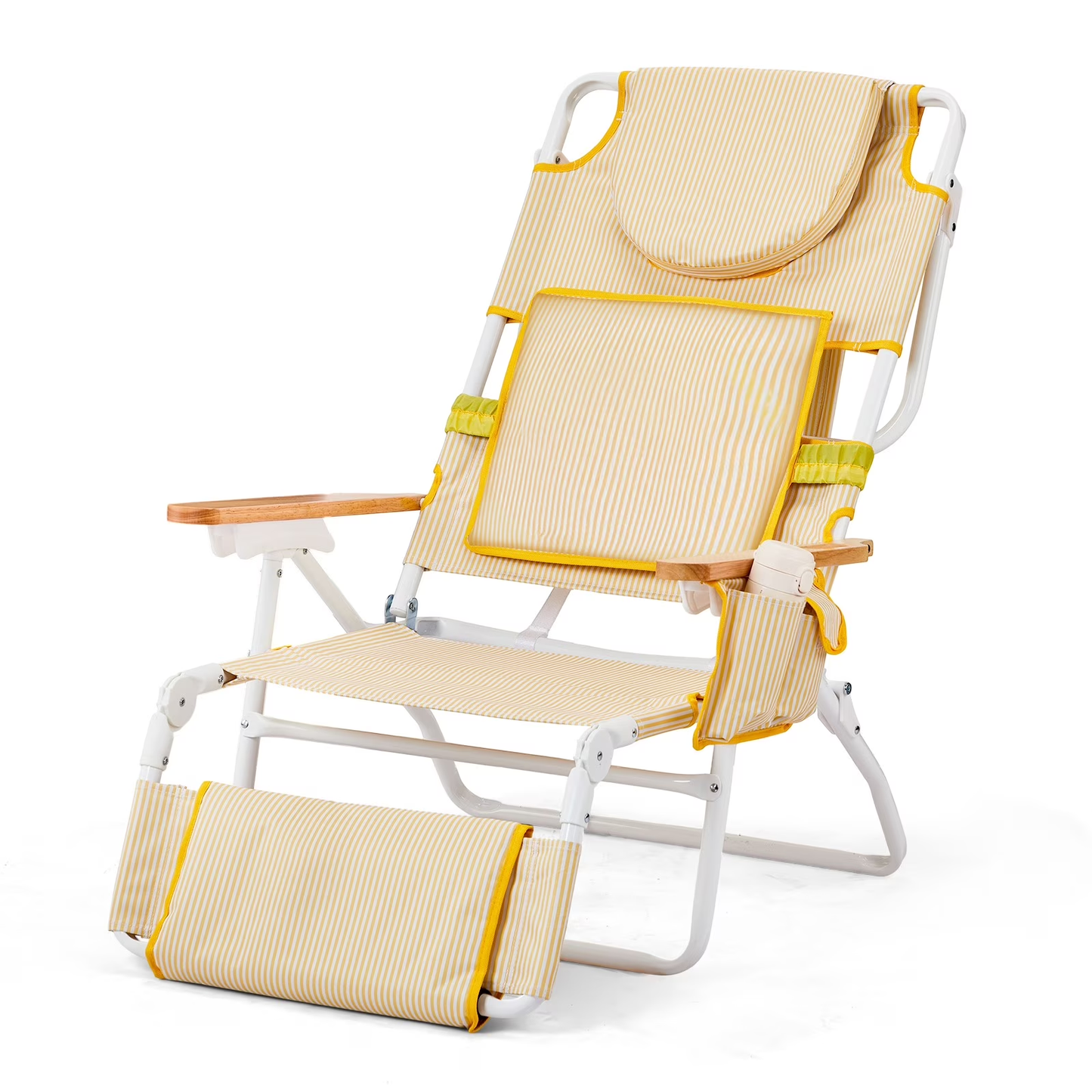 ☀️ 3-in-1 Patio Recliner | Face Cutout | Extendable Leg Rest | Cup Holder & Storage