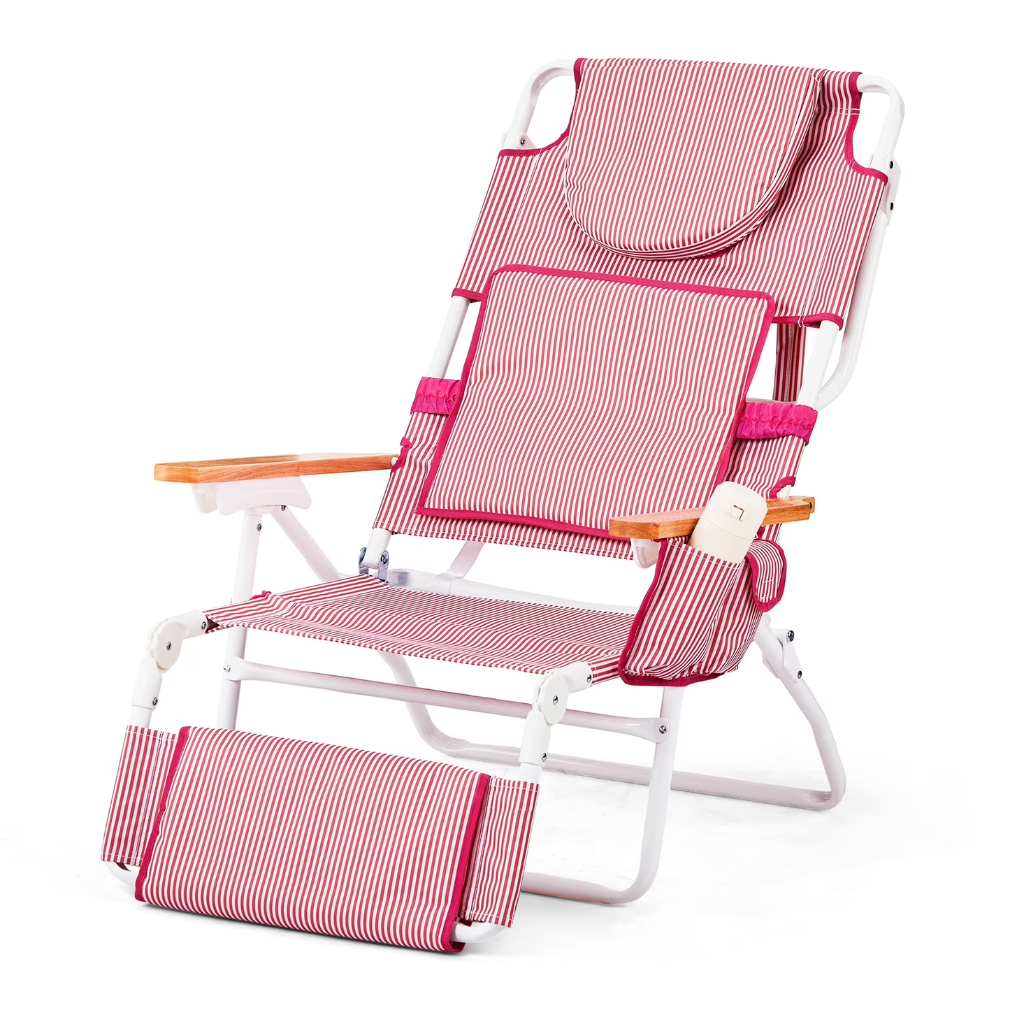 ☀️ 3-in-1 Patio Recliner | Face Cutout | Extendable Leg Rest | Cup Holder & Storage