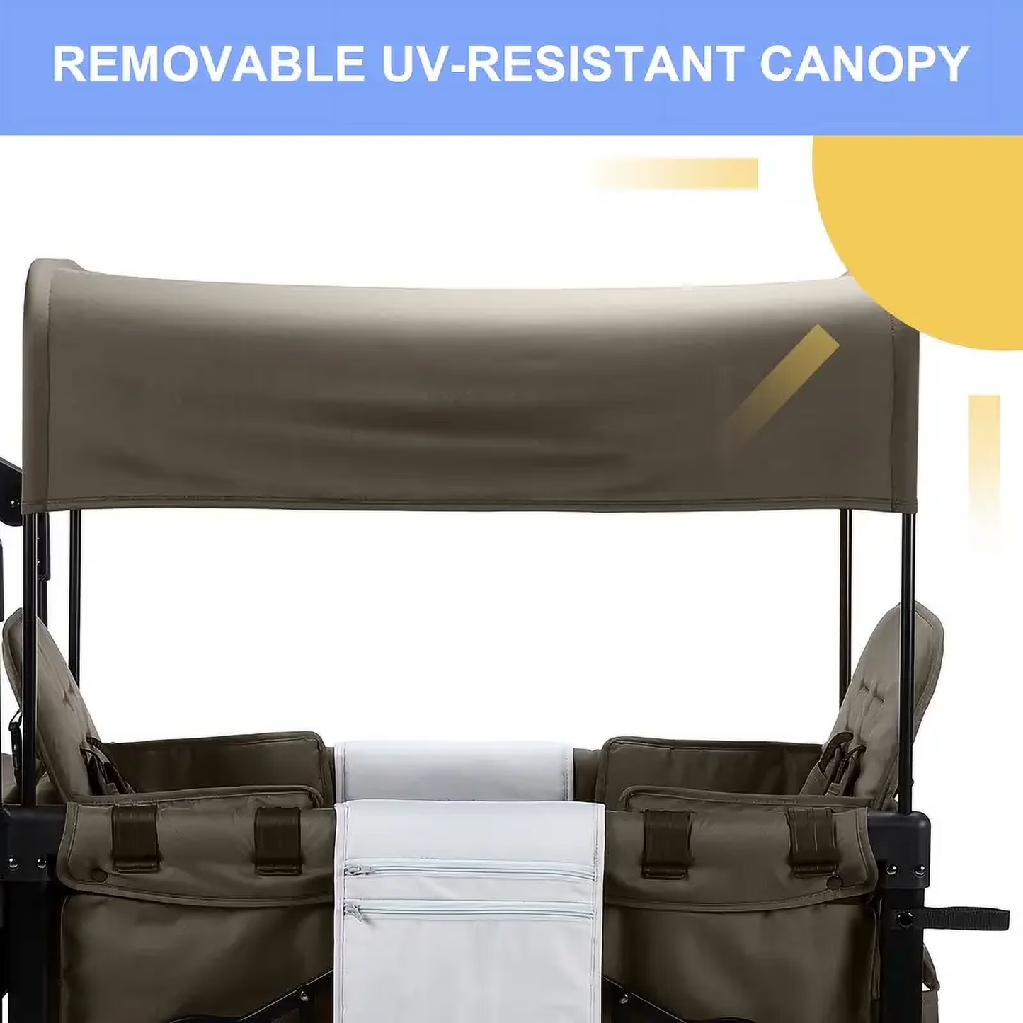 🛒 3-in-1 Wagon Stroller for 2 Kids | Canopy | All‑Terrain Wheels | Brown