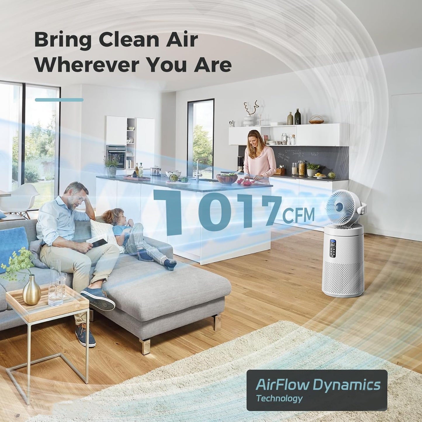 🌀 2-in-1 Air Purifier & Circulator Fan | Covers 1980 sq.ft | Washable Filter | Smart WiFi