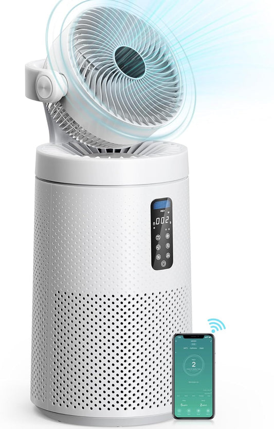 🌀 2-in-1 Air Purifier & Circulator Fan | Covers 1980 sq.ft | Washable Filter | Smart WiFi