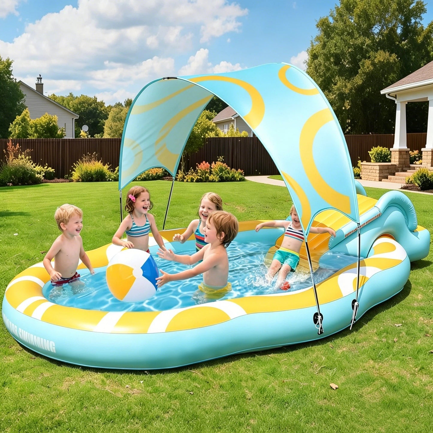 🏊‍♂️Inflatable Kids Swimming Pool with Slide
