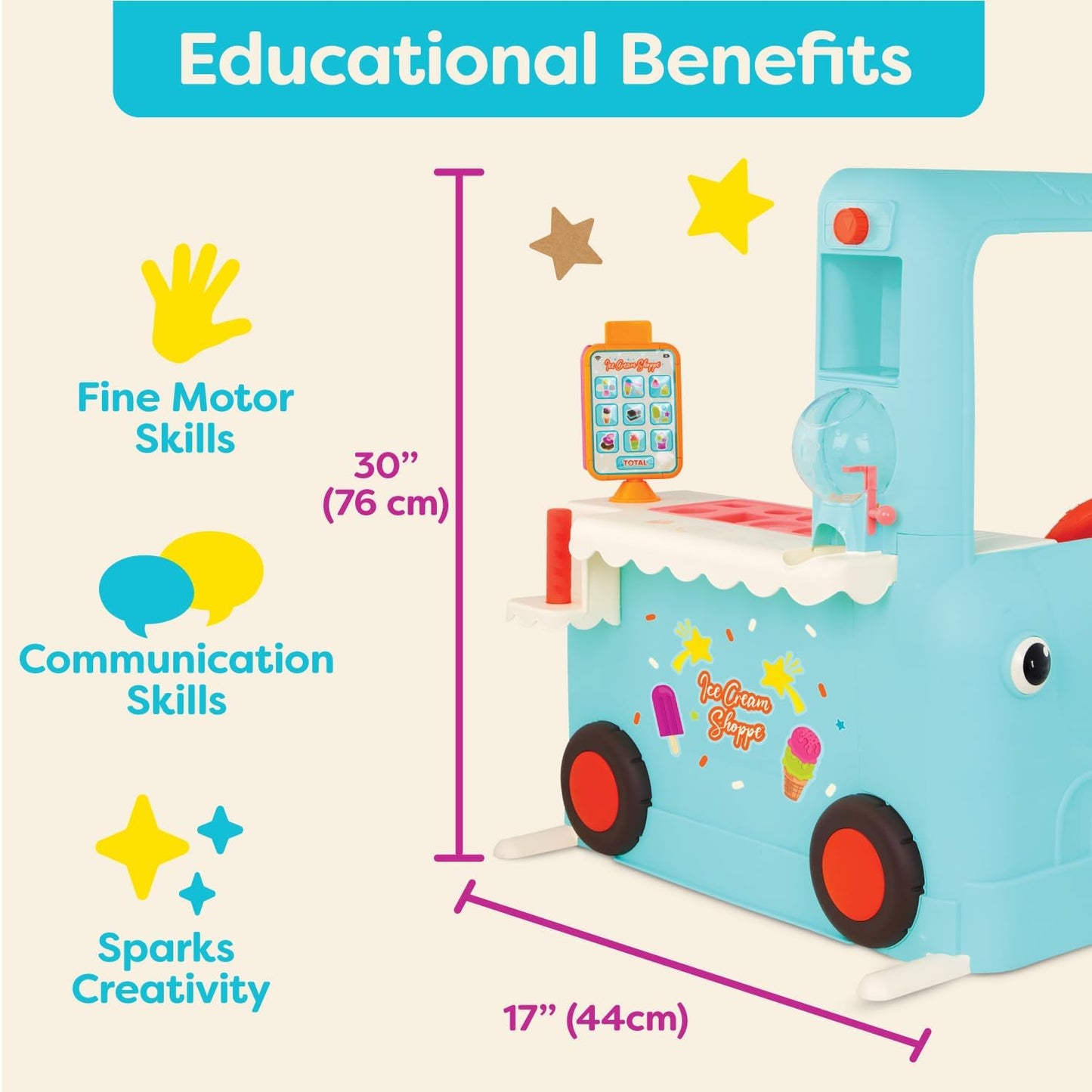 🍦 Interactive Ice Cream Truck | Pretend Play Set | Tablet + 30+ Sounds | Ages 2+