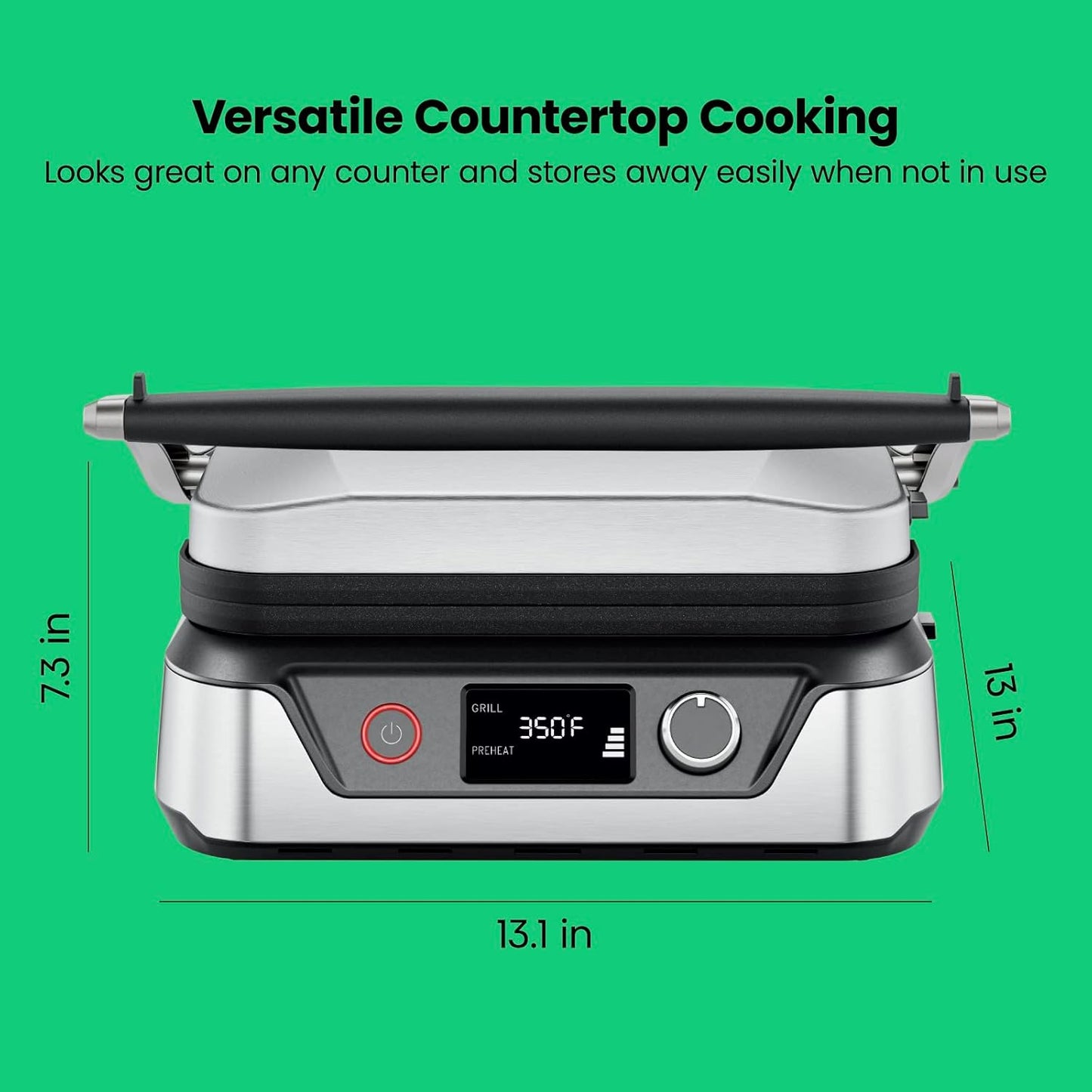🥪 5-in-1 Panini Press & Grill | Opens 180° | Removable Plates | LCD Timer