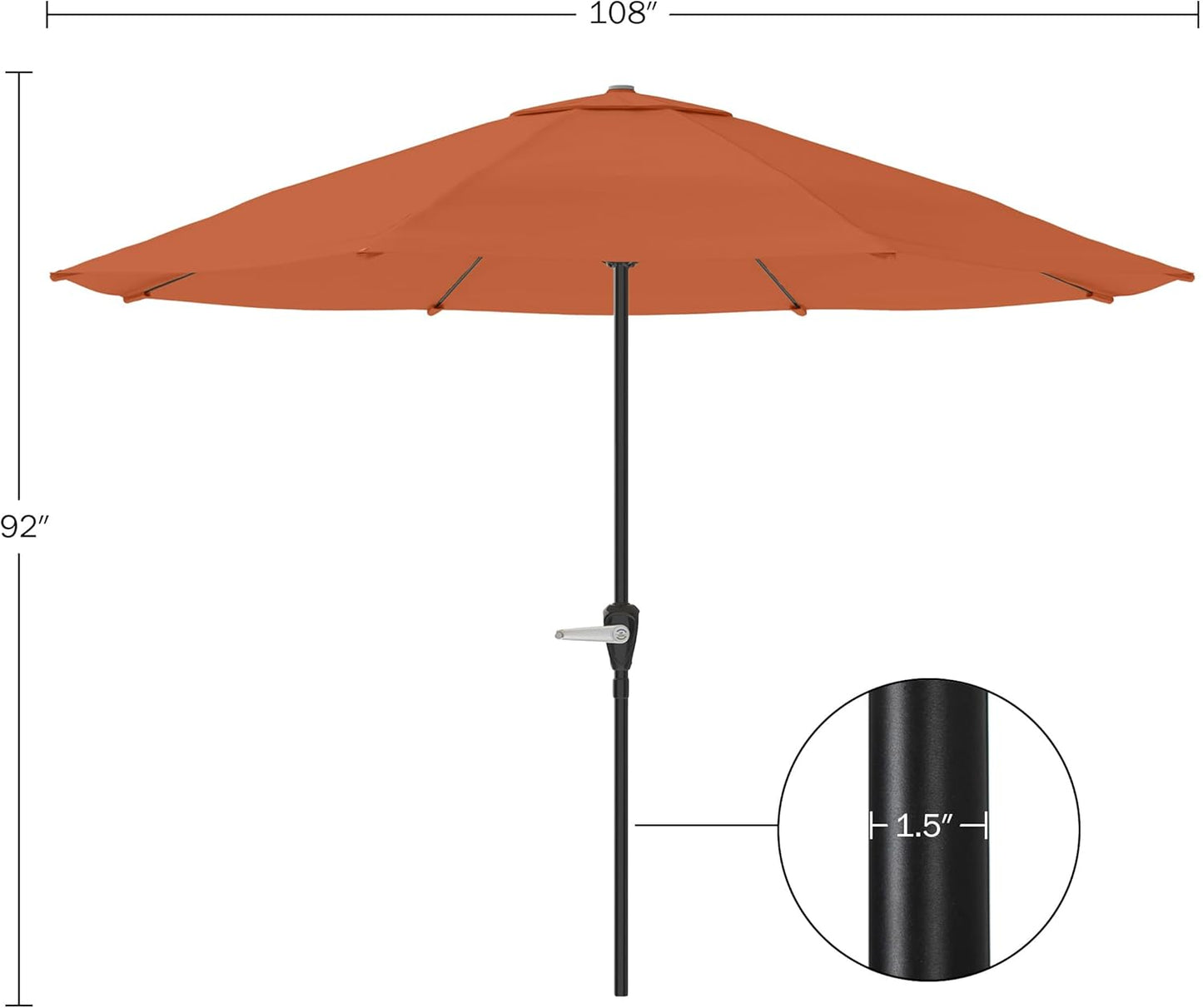 ☂️ 9ft Round Patio Umbrella | Easy Crank | Vented Canopy | Orange