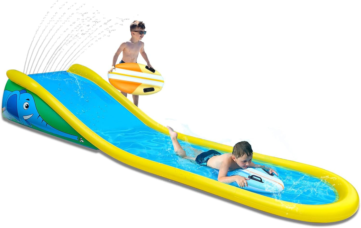 🌊 15FT Inflatable Water Slide | 2 Surf Riders | Built‑In Sprinkler | Backyard Fun