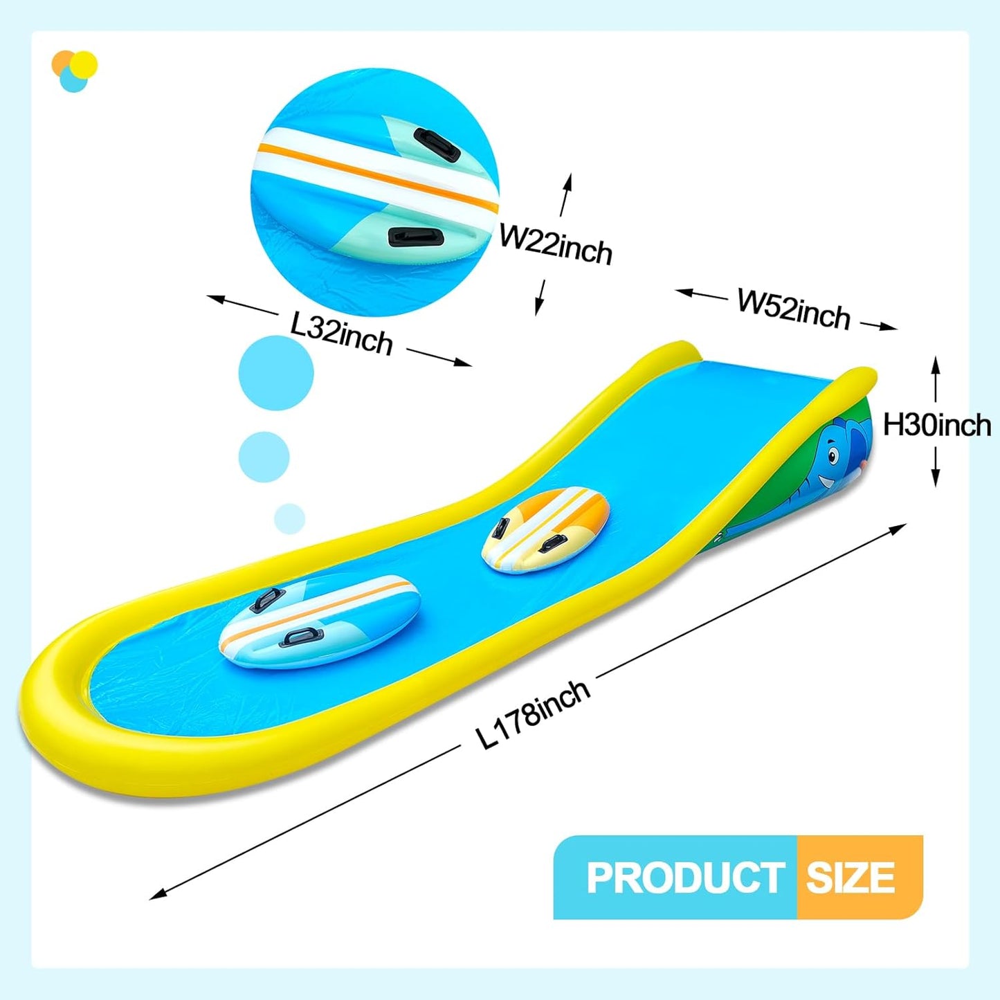 🌊 15FT Inflatable Water Slide | 2 Surf Riders | Built‑In Sprinkler | Backyard Fun