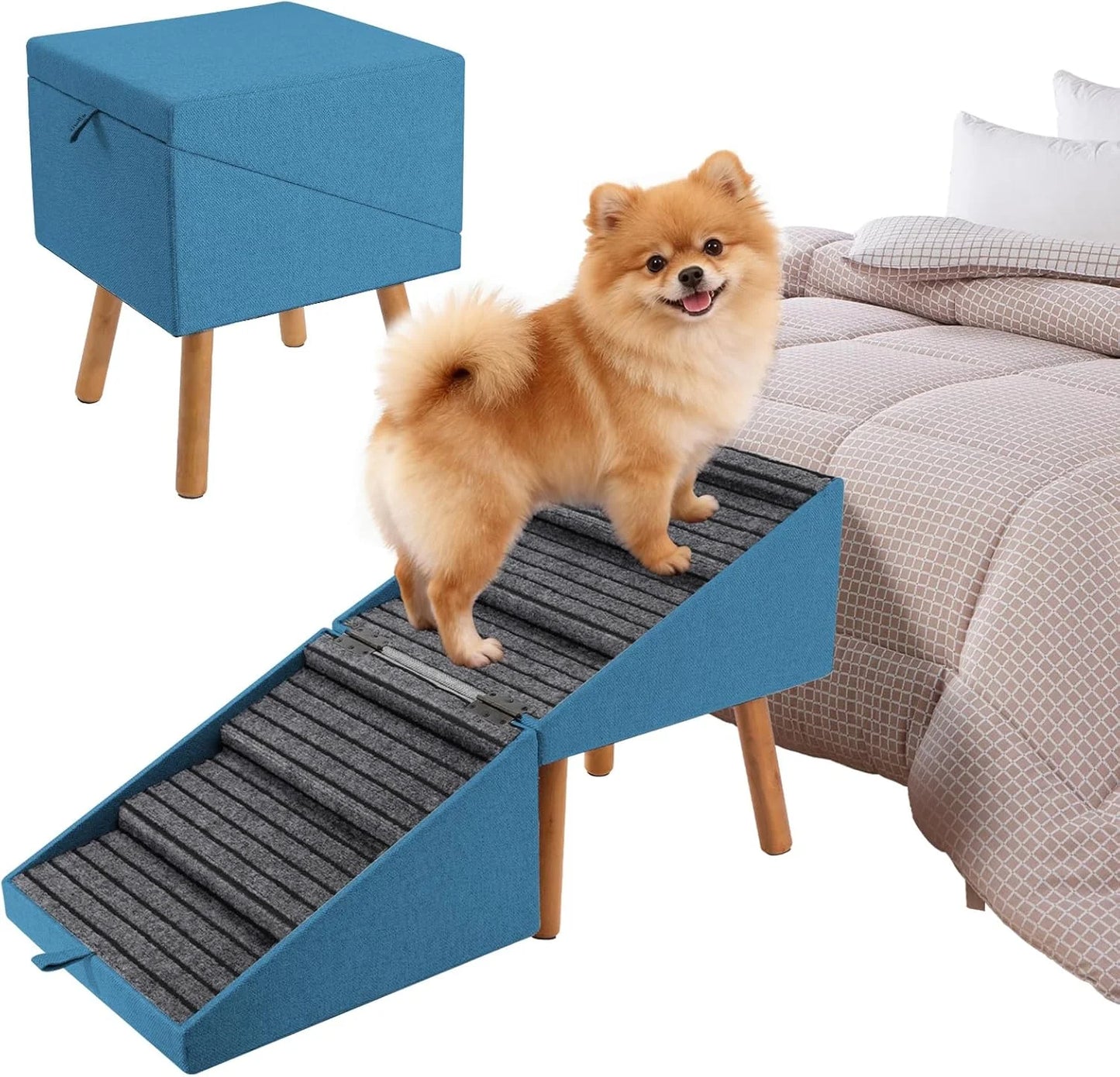 🐾 Foldable 2‑in‑1 Dog Ramp & Stairs