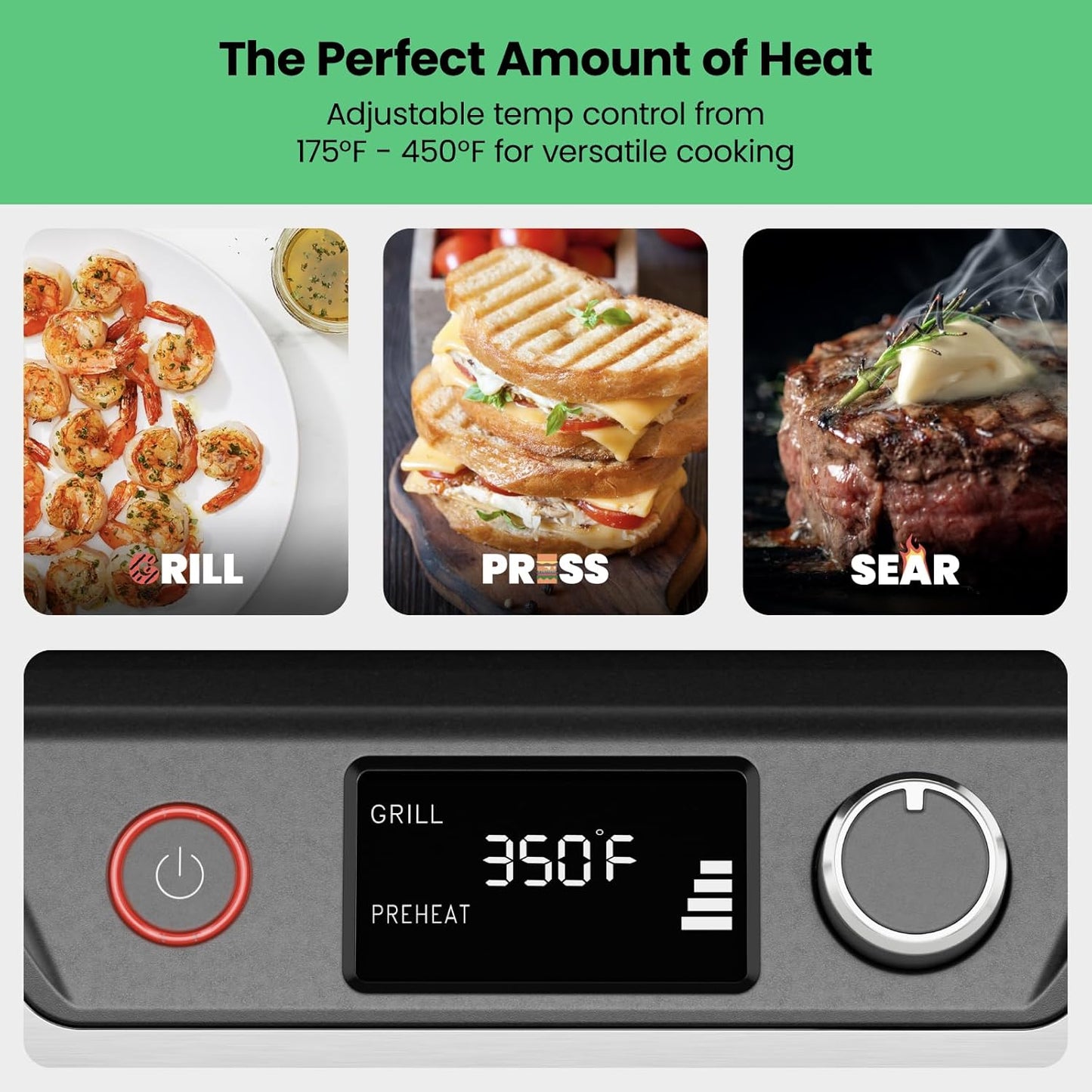 🥪 5-in-1 Panini Press & Grill | Opens 180° | Removable Plates | LCD Timer