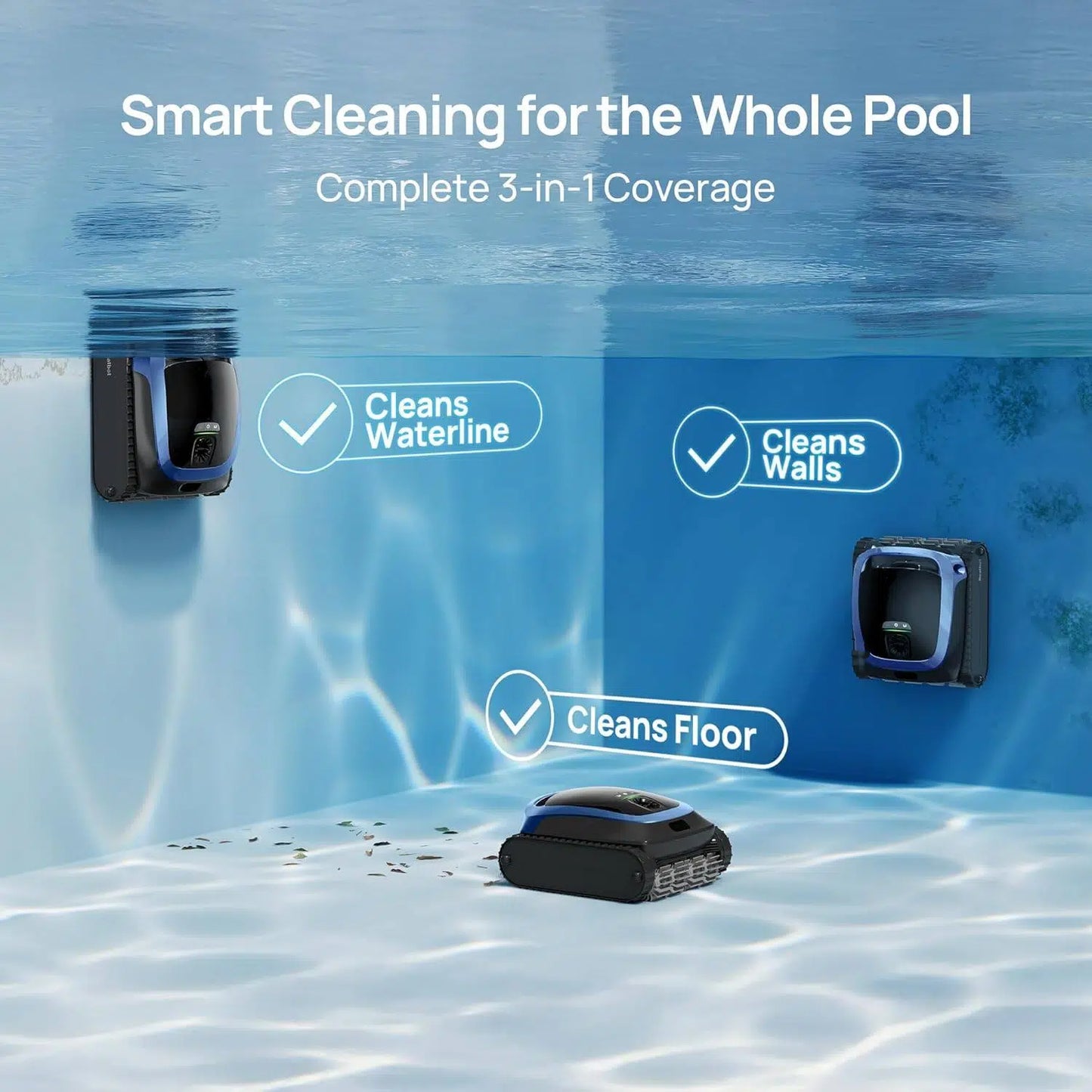 🤖 Smart Robotic Pool Cleaner – Floors, Walls & Waterline
