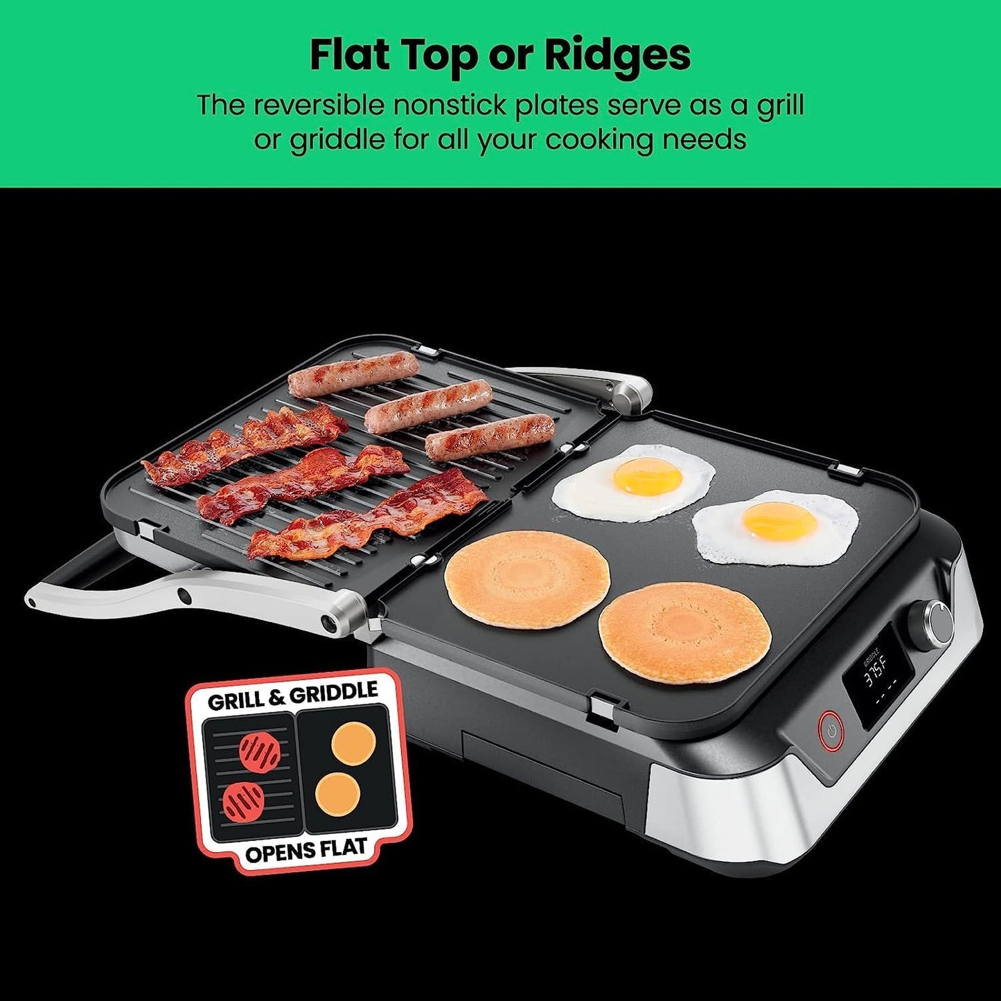 🥪 5-in-1 Panini Press & Grill | Opens 180° | Removable Plates | LCD Timer