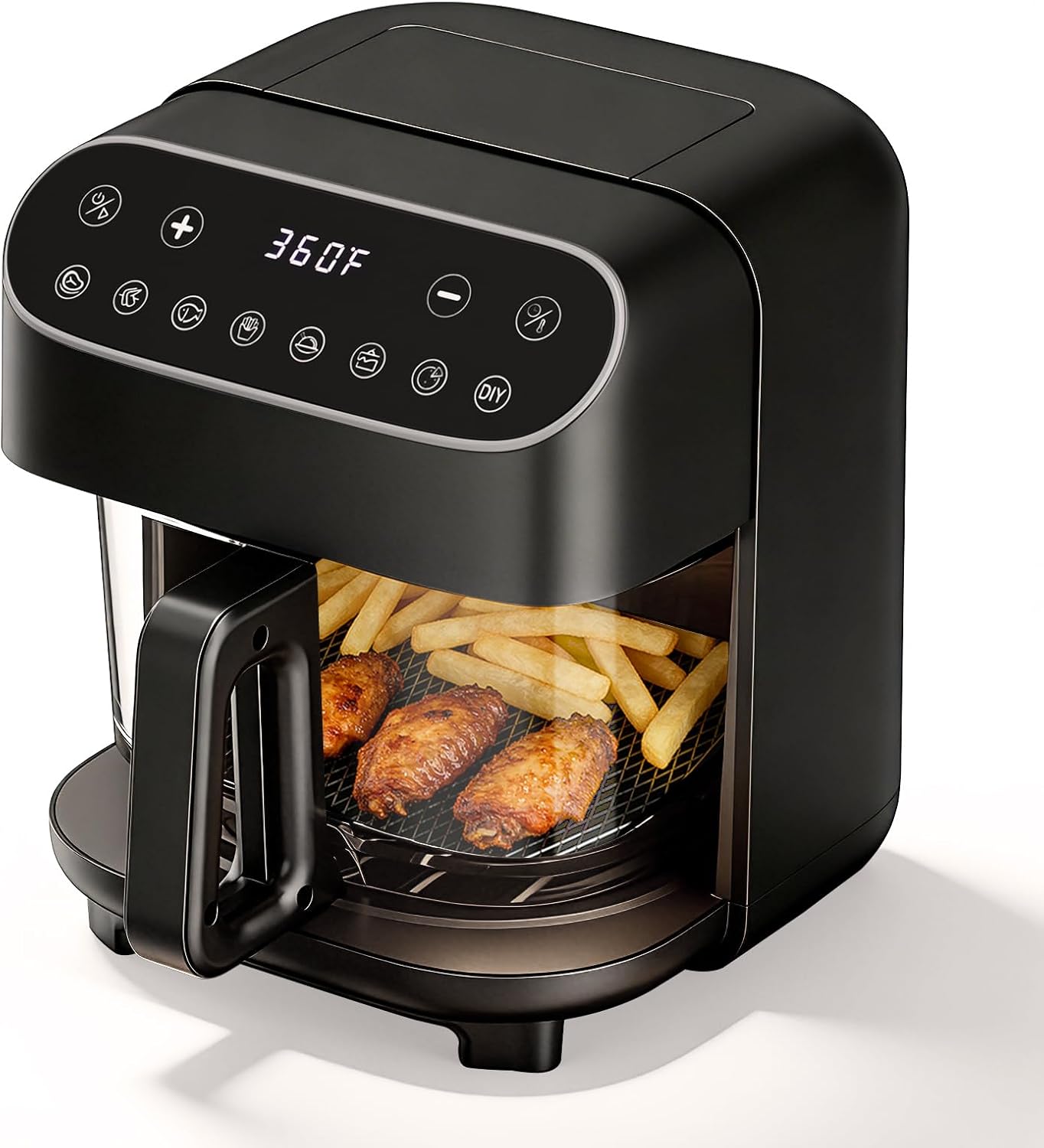 🍟 5Qt Glass Air Fryer | Pure Borosilicate Basket | 8 Smart Presets | Dishwasher Safe