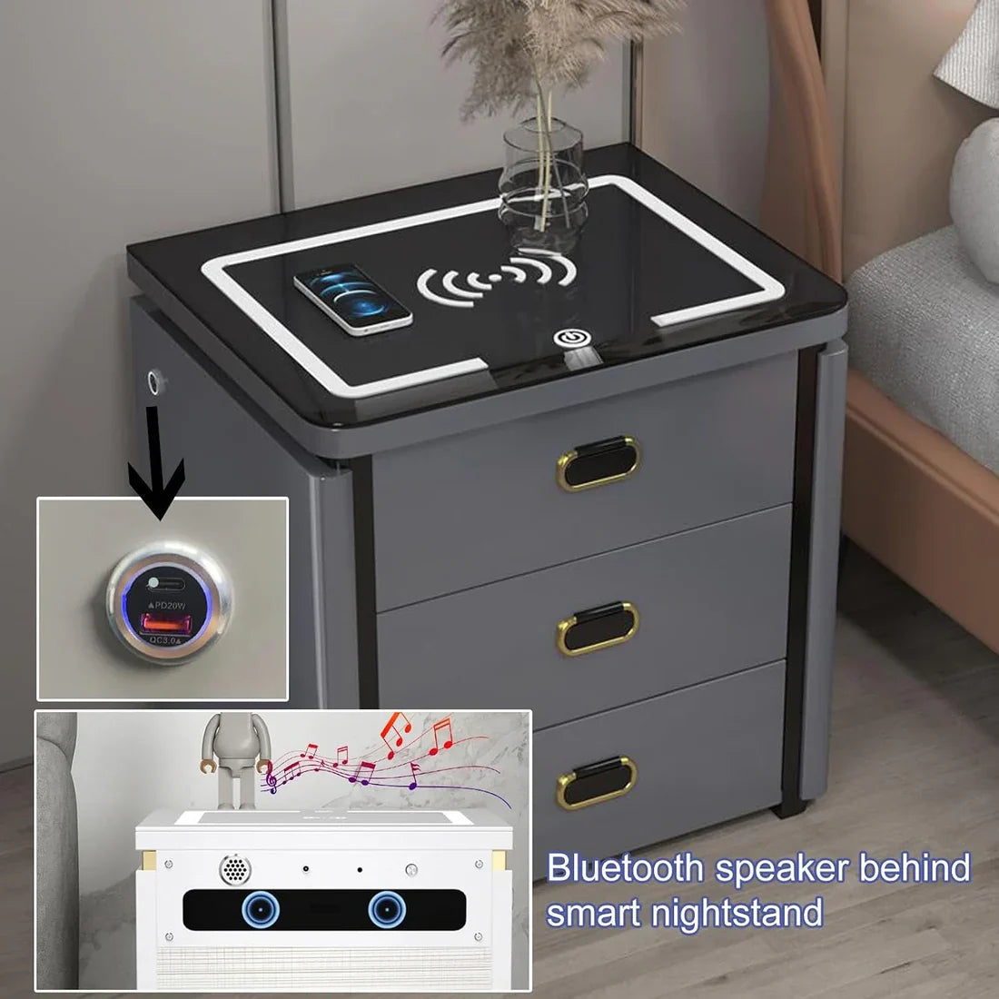 ✨ Smart LED Bedside Table