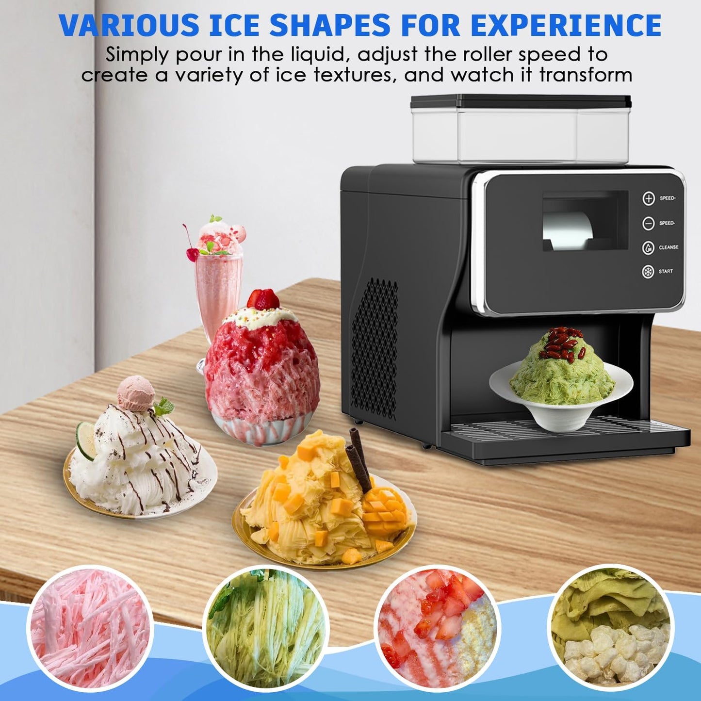 ❄️ Portable Shaved Ice Maker | 44 lbs/Day | Stainless Steel | Fast Cooling