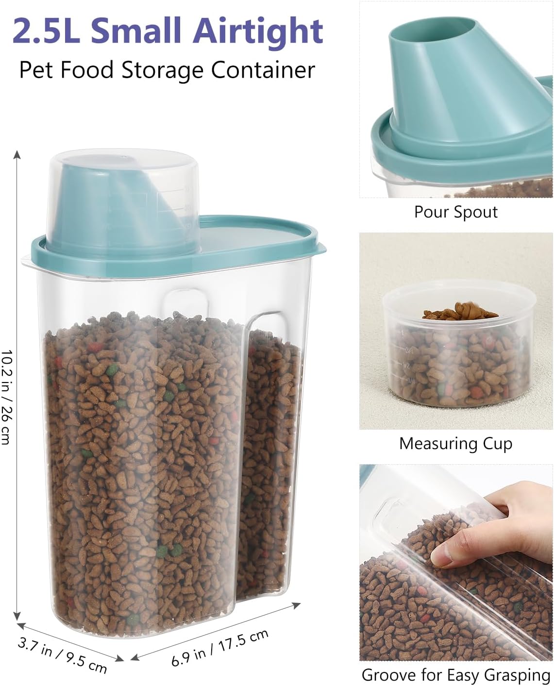 🐾 Collapsible Dog Food Container – With Casters, Scoop & Small Pet Food Container
