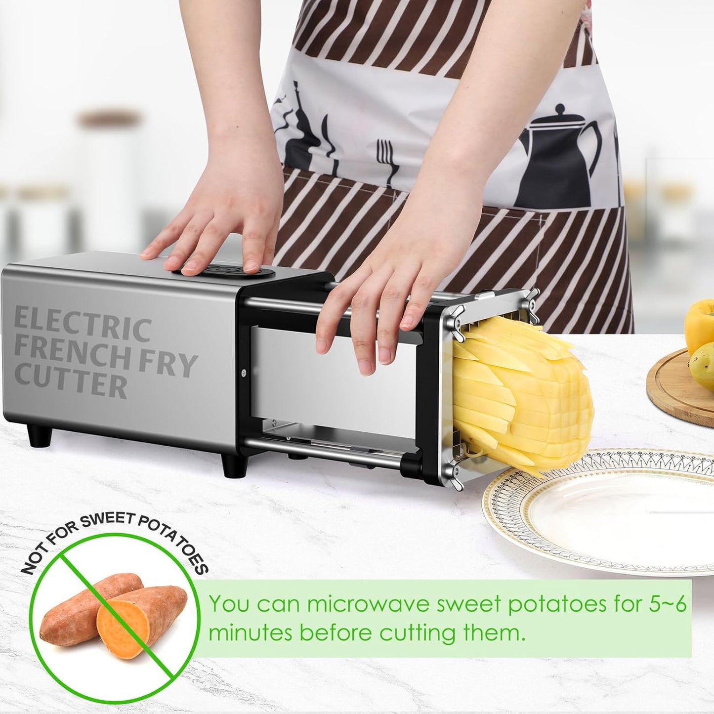 ⚡ Electric French Fry Cutter | 1/2" & 3/8" Blades | Stainless Steel