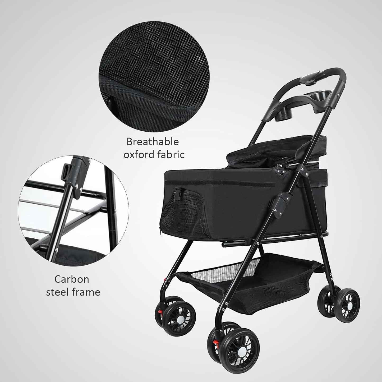 🐾 Pet Stroller | 4‑Wheel Foldable | For Cats & Small Dogs