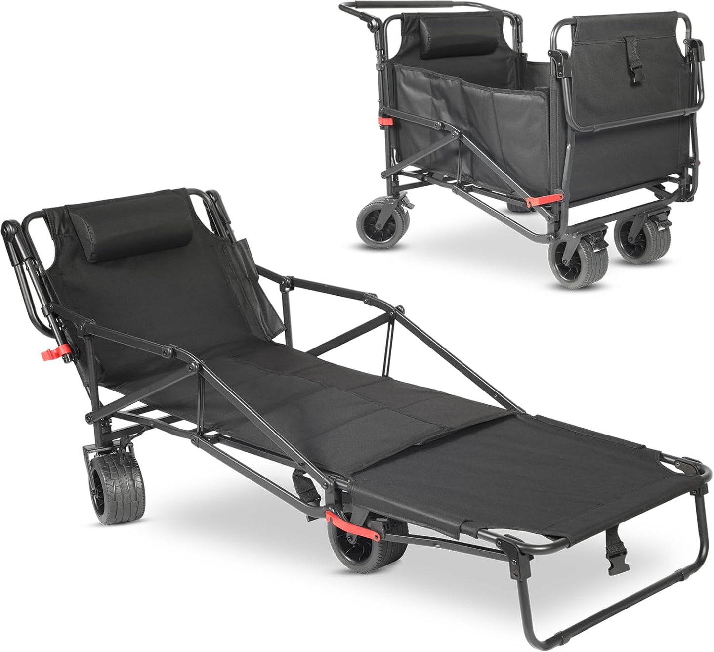 🛒 2-in-1 Folding Wagon & Beach Chair | 650 lbs Capacity | All‑Terrain Wheels