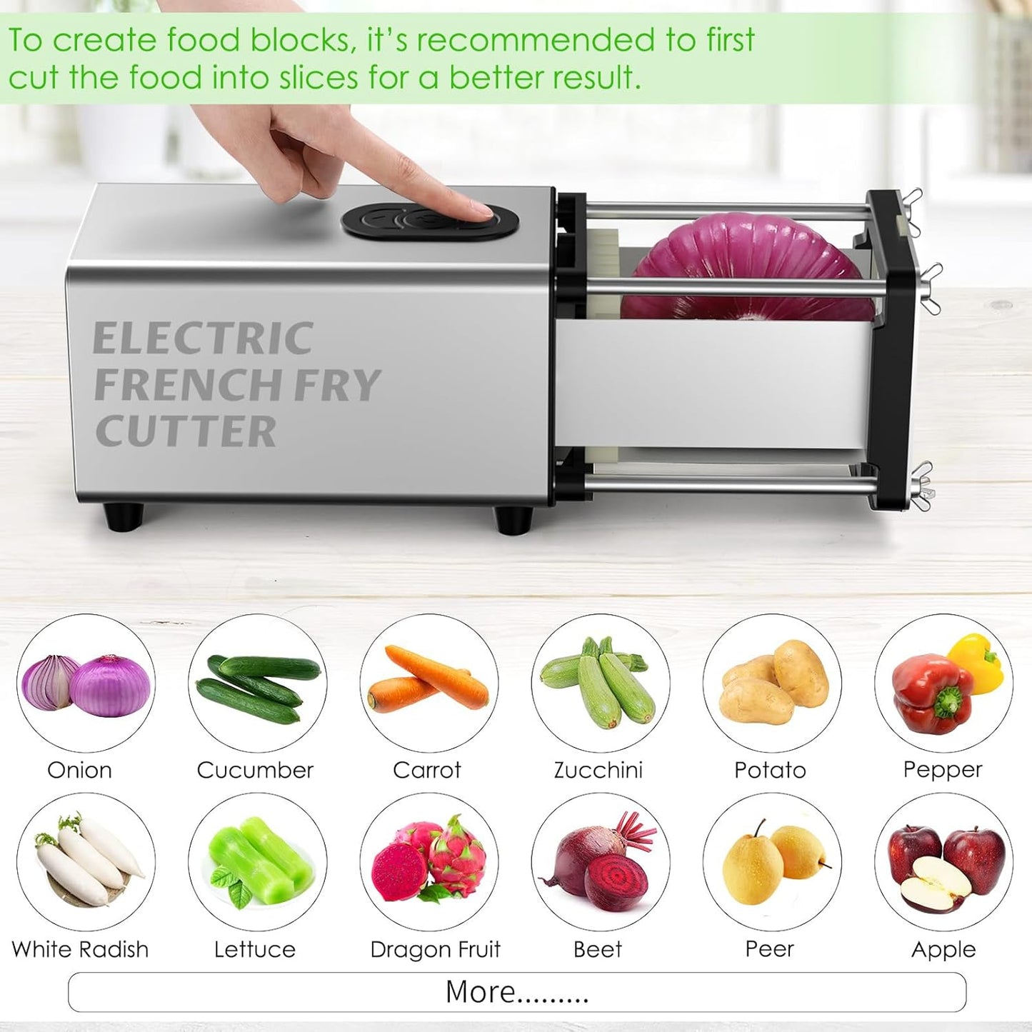 ⚡ Electric French Fry Cutter | 1/2" & 3/8" Blades | Stainless Steel