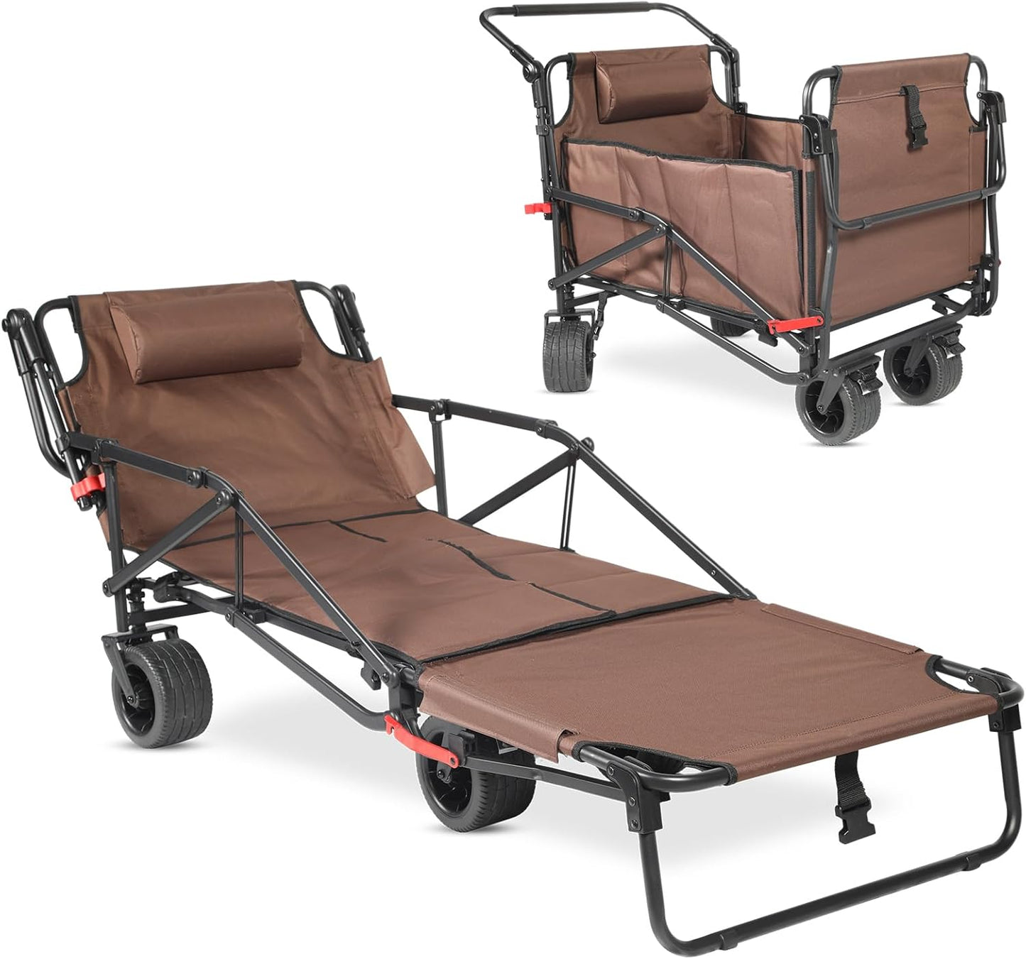🛒 2-in-1 Folding Wagon & Beach Chair | 650 lbs Capacity | All‑Terrain Wheels