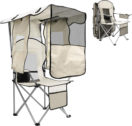 ⛱️ Portable Folding Camping Beach Chair with Canopy Shade