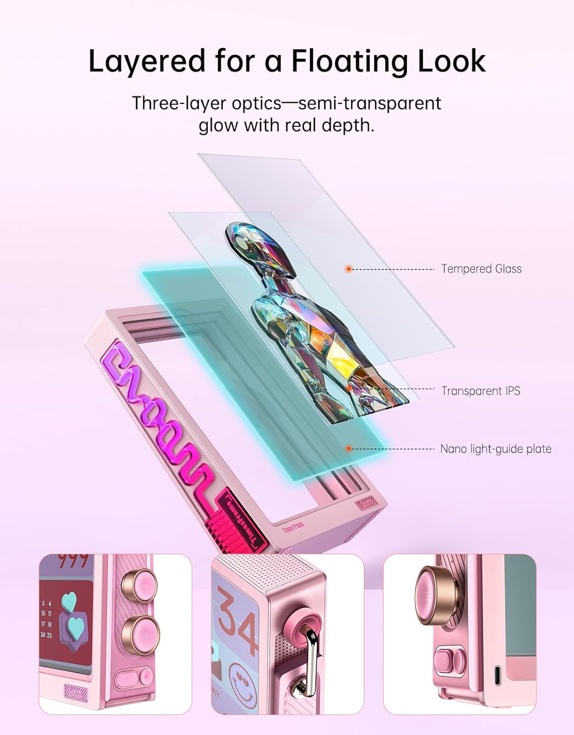 🖼️ 10.1" Transparent Smart Frame | IPS Screen | WiFi | 64GB | 400+ Clock Faces