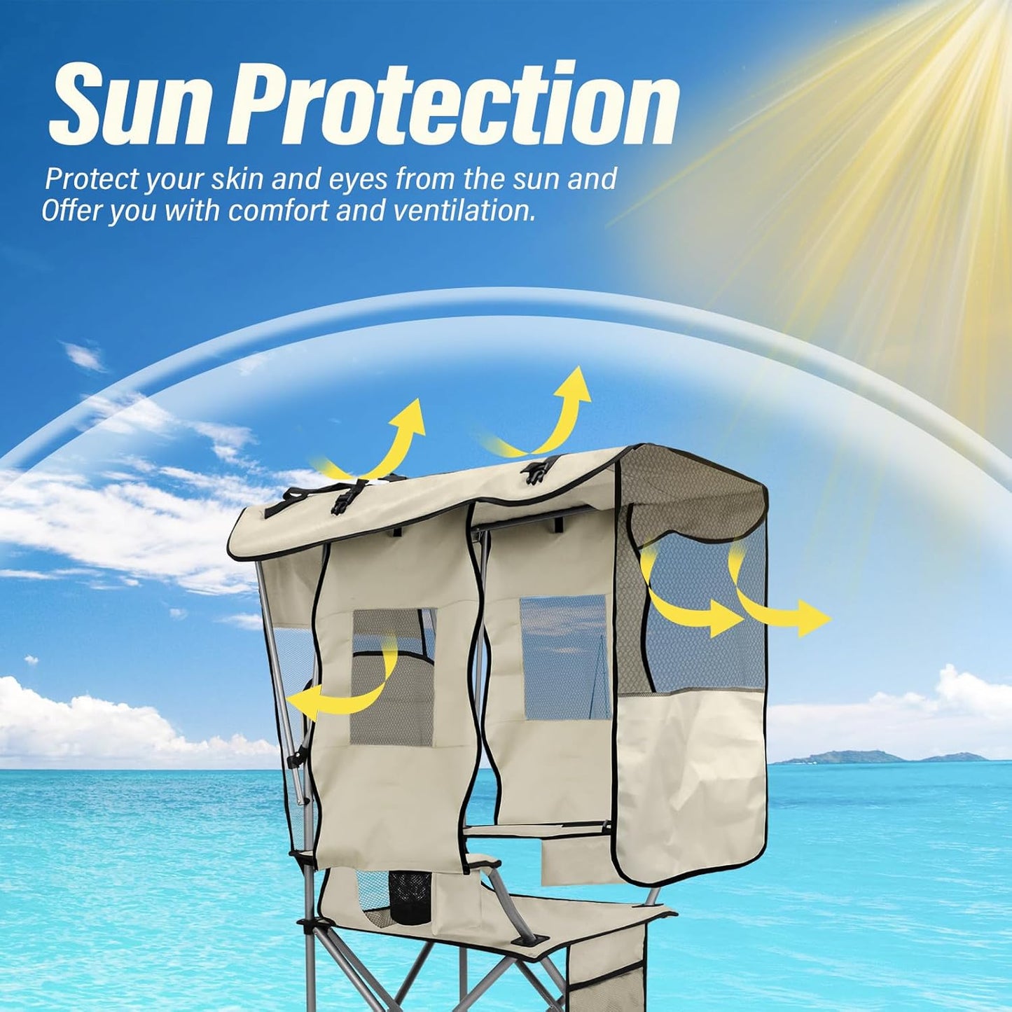 ⛱️ Portable Folding Camping Beach Chair with Canopy Shade
