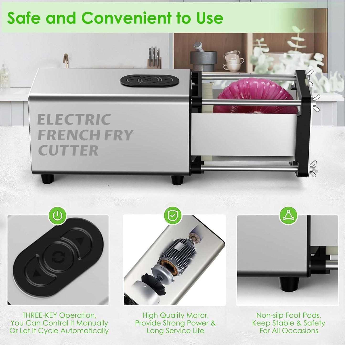 ⚡ Electric French Fry Cutter | 1/2" & 3/8" Blades | Stainless Steel