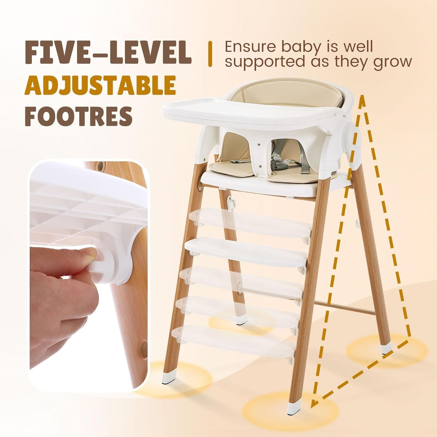 🪑 5-in-1 Convertible High Chair | Grows to Adult Chair | 210 lbs Cap.