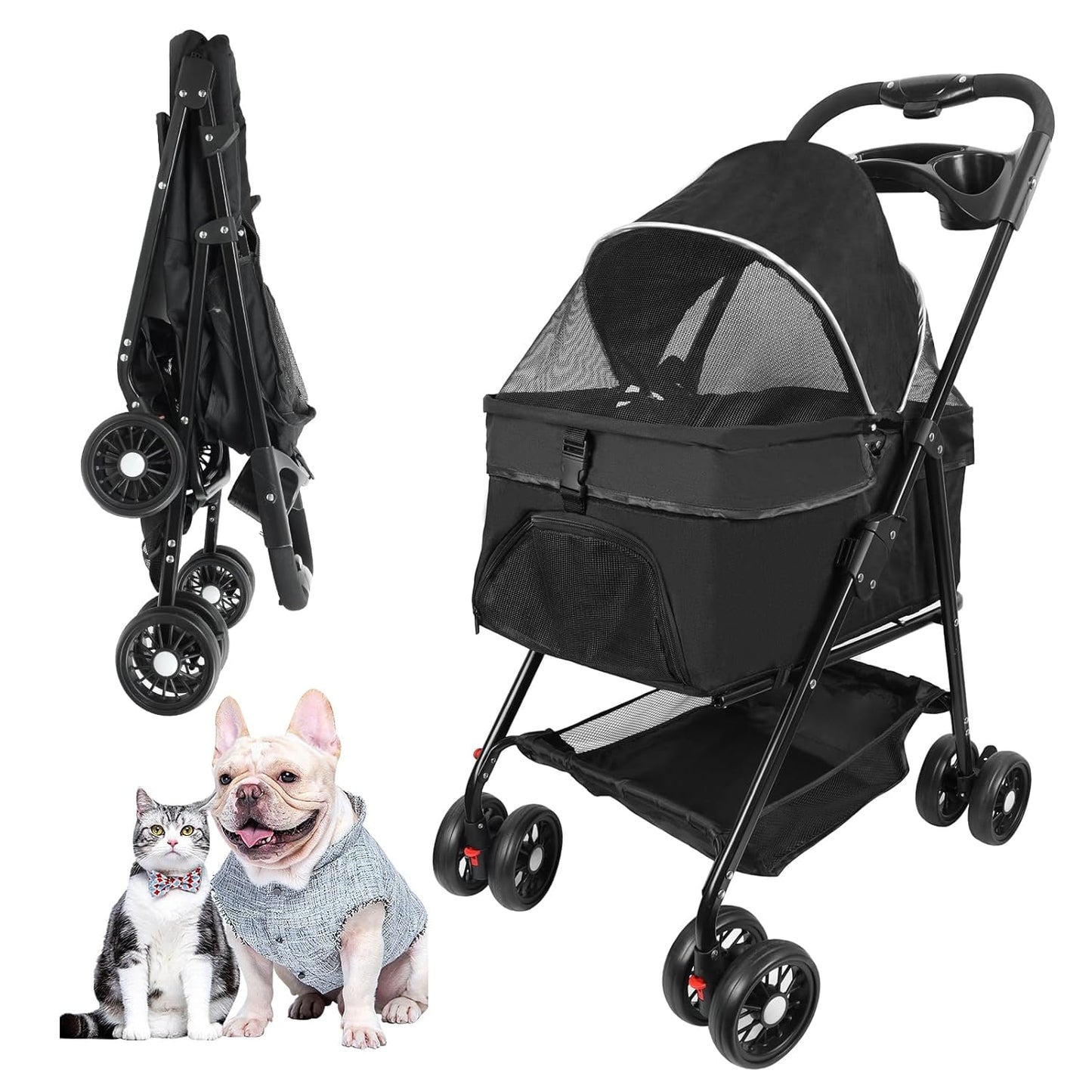 🐾 Pet Stroller | 4‑Wheel Foldable | For Cats & Small Dogs