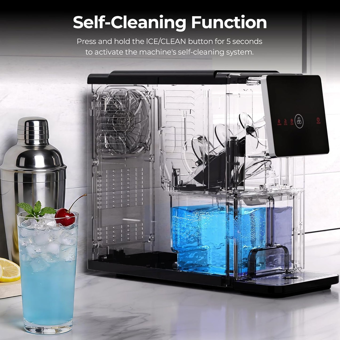 🧊 Countertop Nugget Ice Maker | 33 lbs/Day | Self-Cleaning | Touch Screen | 1.8L Tank