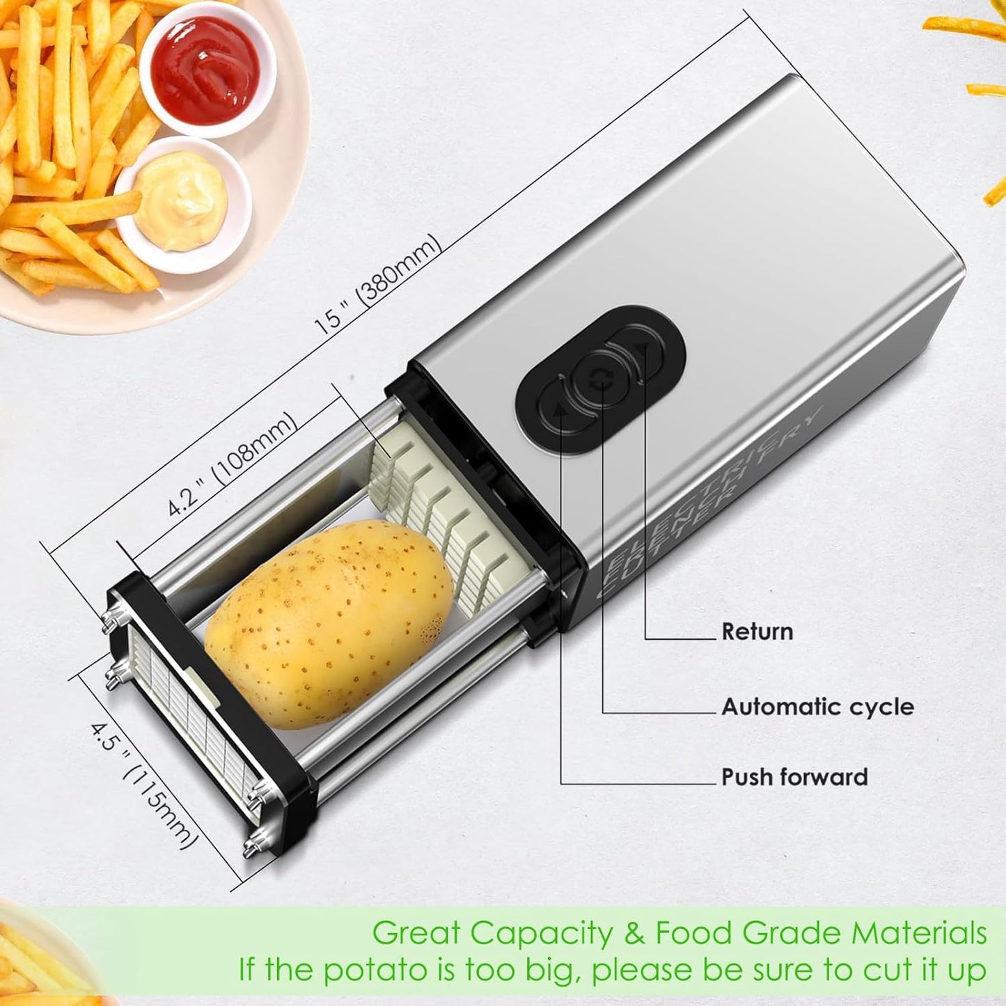 ⚡ Electric French Fry Cutter | 1/2" & 3/8" Blades | Stainless Steel