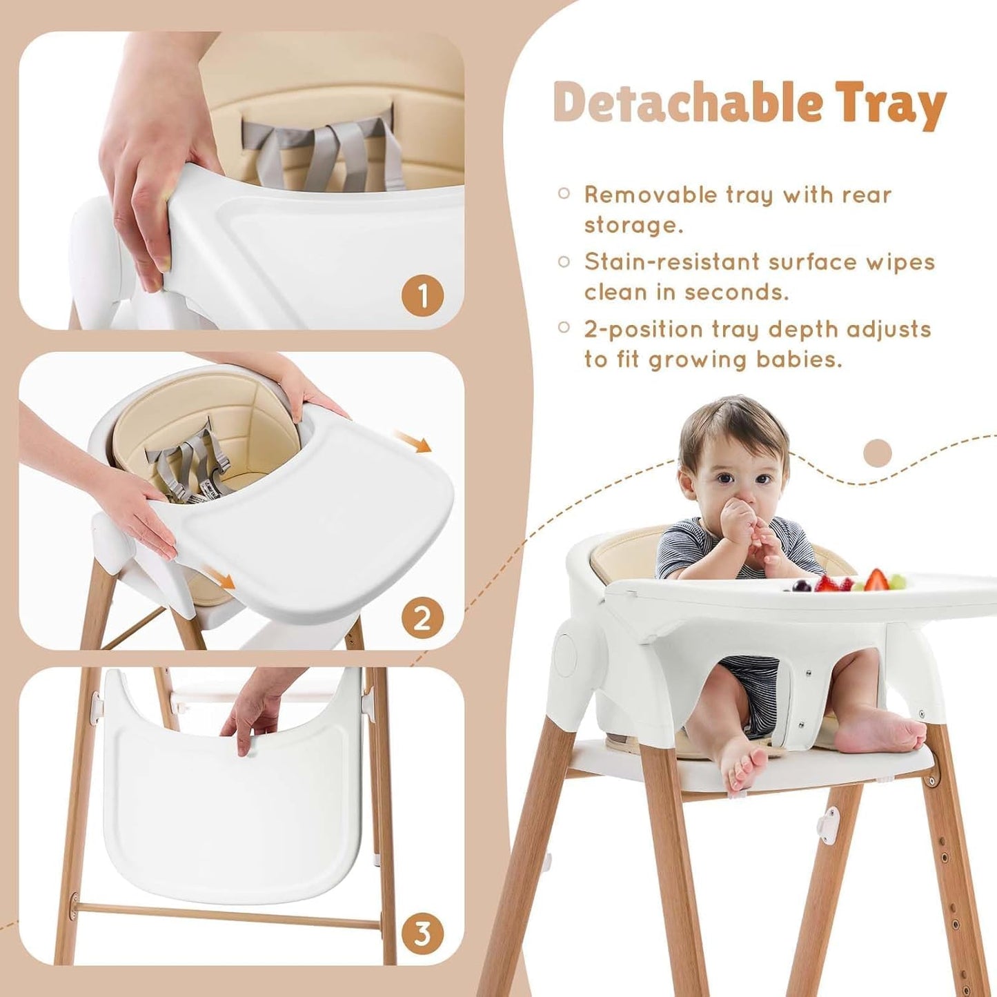 🪑 5-in-1 Convertible High Chair | Grows to Adult Chair | 210 lbs Cap.