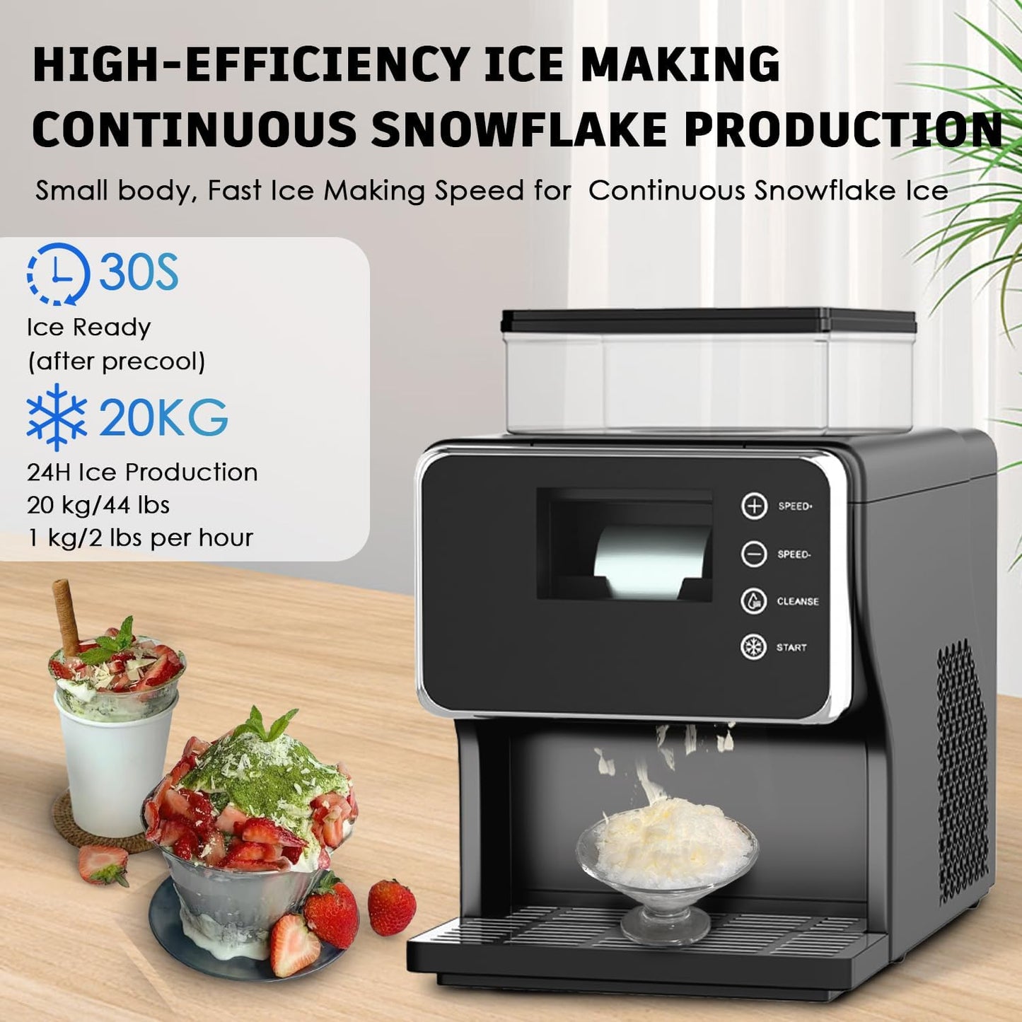 ❄️ Portable Shaved Ice Maker | 44 lbs/Day | Stainless Steel | Fast Cooling