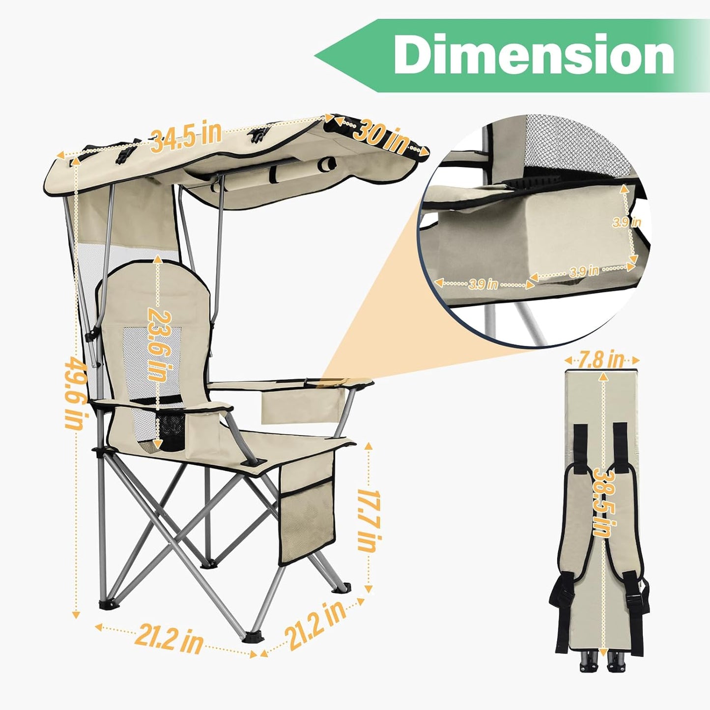 ⛱️ Portable Folding Camping Beach Chair with Canopy Shade