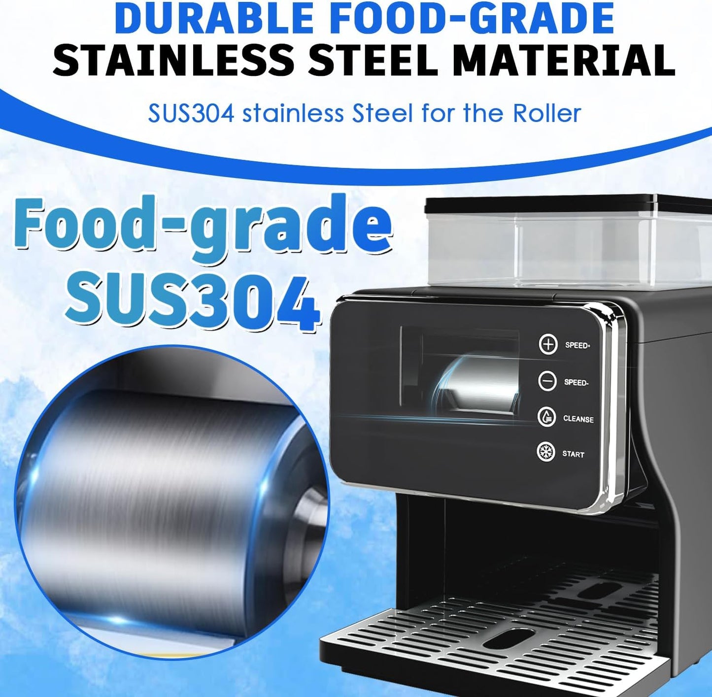 ❄️ Portable Shaved Ice Maker | 44 lbs/Day | Stainless Steel | Fast Cooling