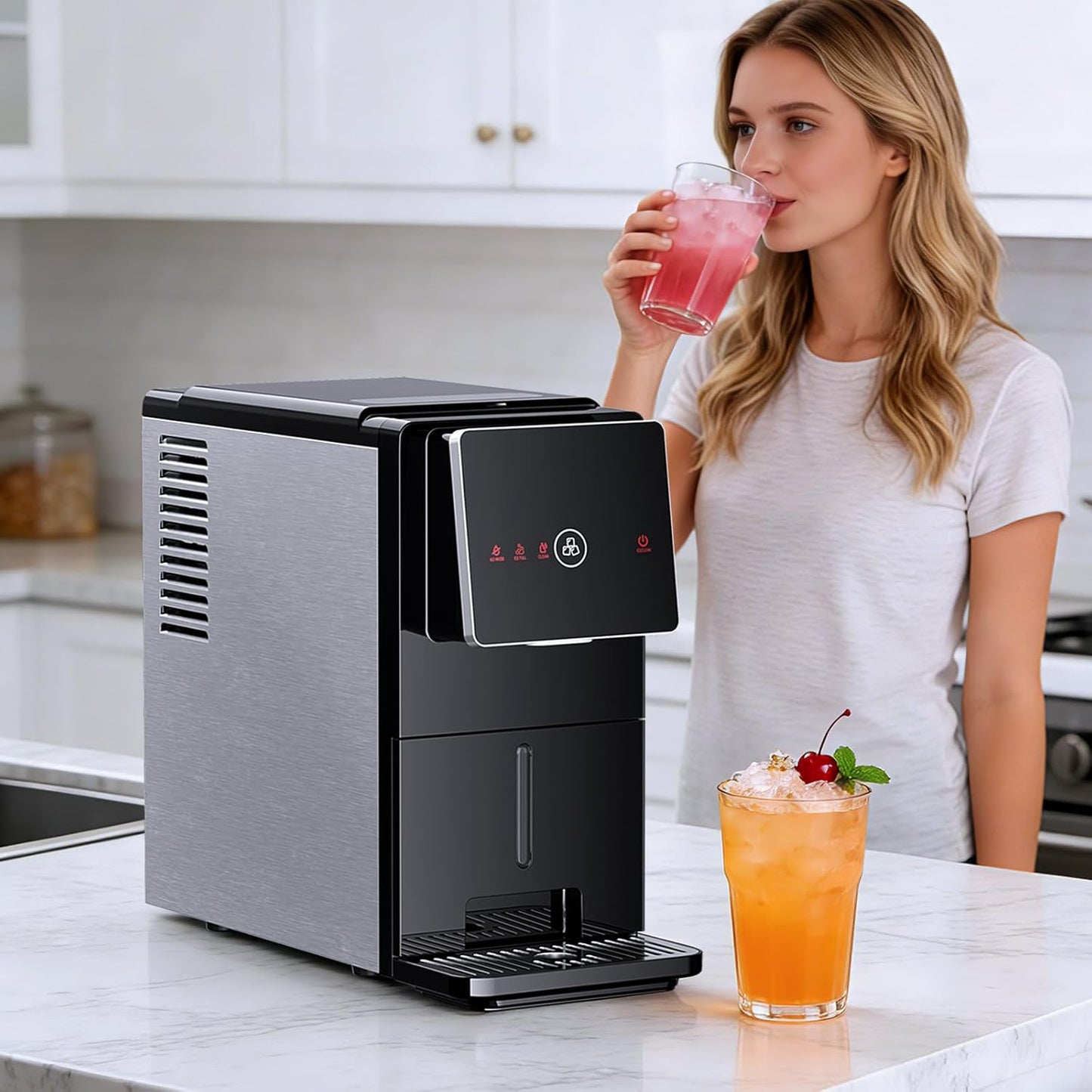 🧊 Countertop Nugget Ice Maker | 33 lbs/Day | Self-Cleaning | Touch Screen | 1.8L Tank