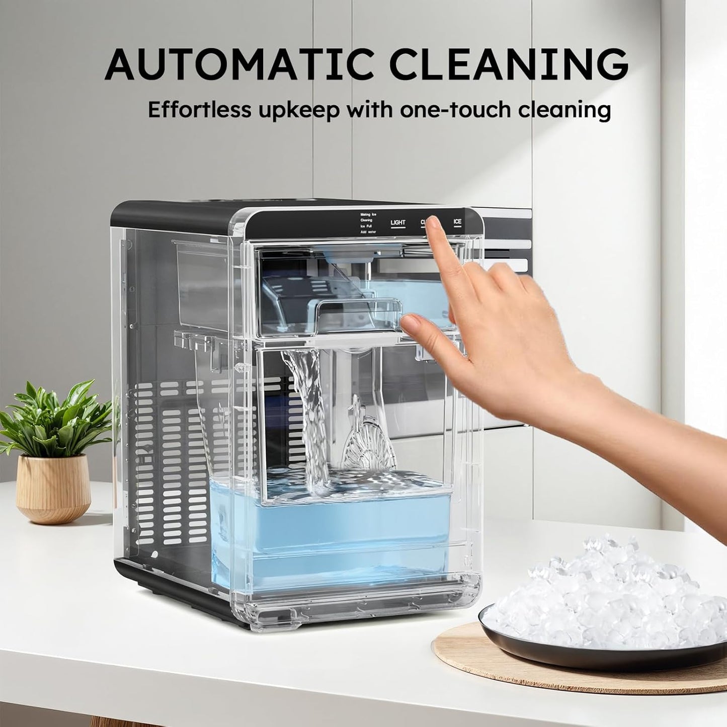 🧊 44 lbs Nugget Ice Maker | Ready in 5 Min | Self‑Cleaning | Low Noise