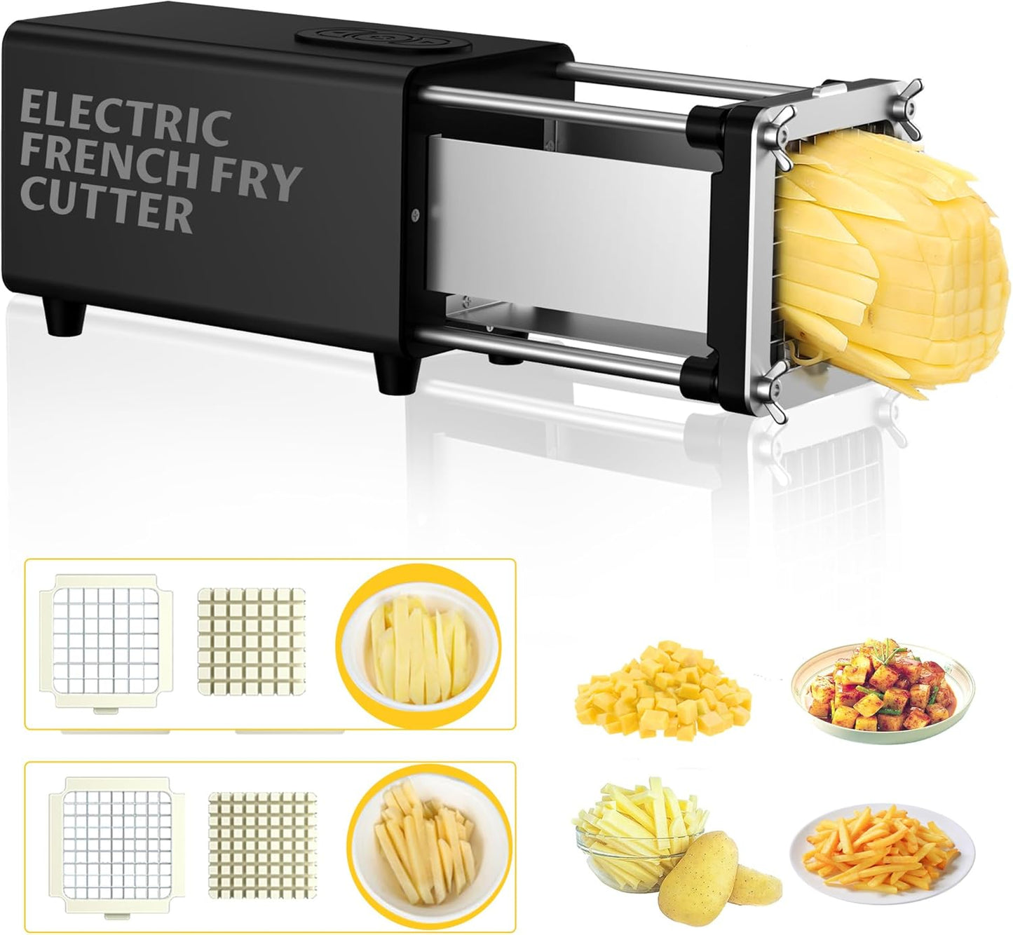 ⚡ Electric French Fry Cutter | 1/2" & 3/8" Blades | Stainless Steel