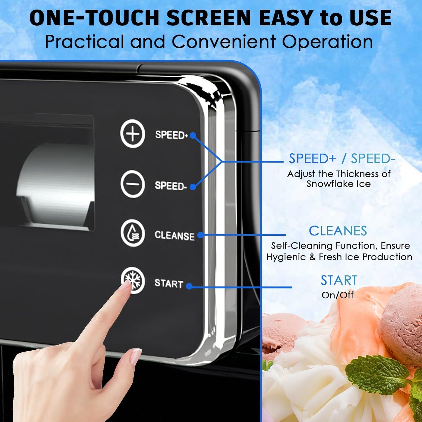 ❄️ Portable Shaved Ice Maker | 44 lbs/Day | Stainless Steel | Fast Cooling